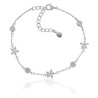 Pulsera con chatones y flores en plata de ley