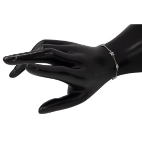 Pulsera con chatones y flores en plata de ley