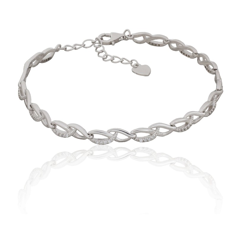 Pulsera de eslabones entrelazados en plata de ley