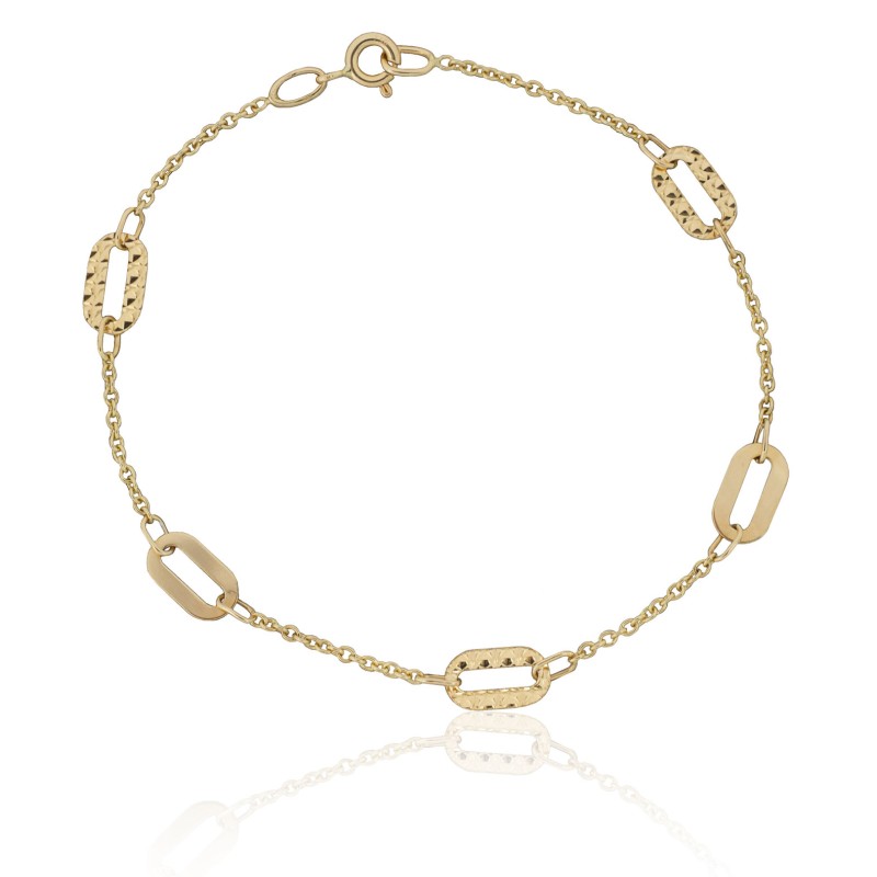 Pulsera forzada con óvalos combinados oro 18 quilates