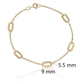 Pulsera forzada con óvalos combinados oro 18 quilates