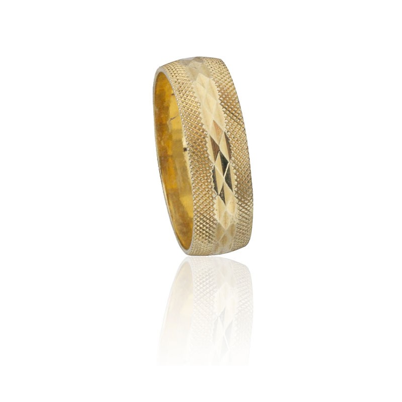 Alianza tallada y picada oro 18 quilates