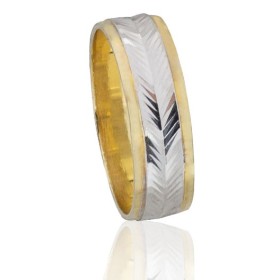 Alianza tallada bicolor oro 18 quilates