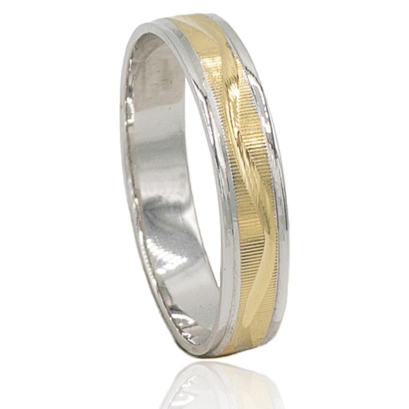 Alianza ondas bicolor oro 18 quilates