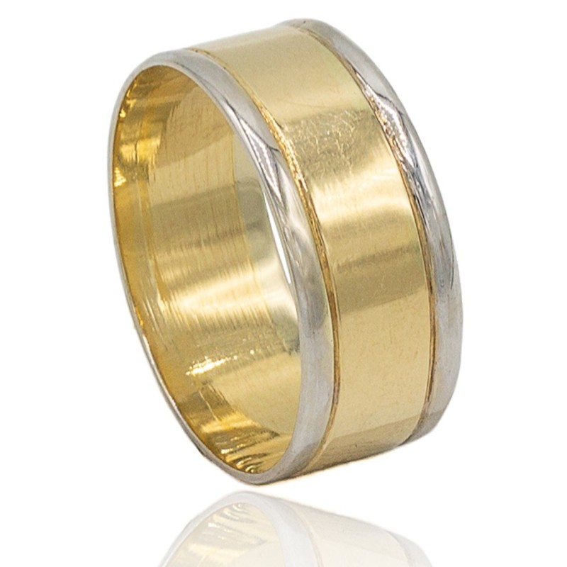 Alianza franjas bicolor oro 18 quilates