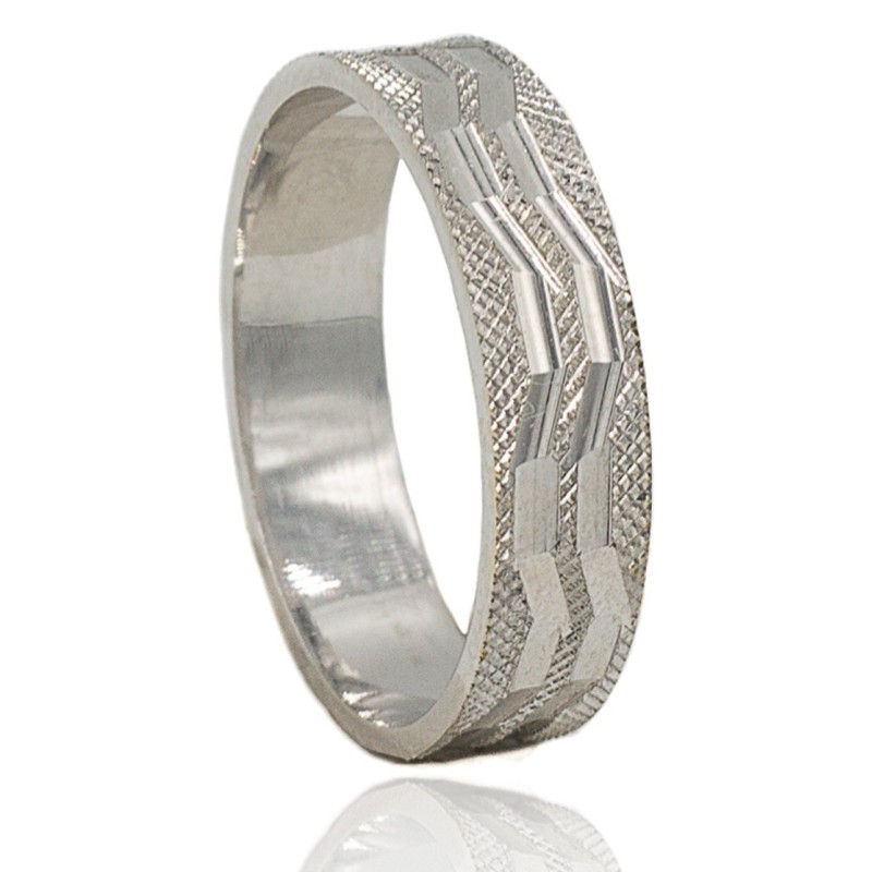 Alianza tallada oro blanco 18 quilates