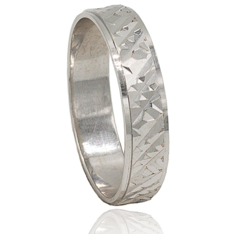 Alianza tallada oro blanco 18 quilates