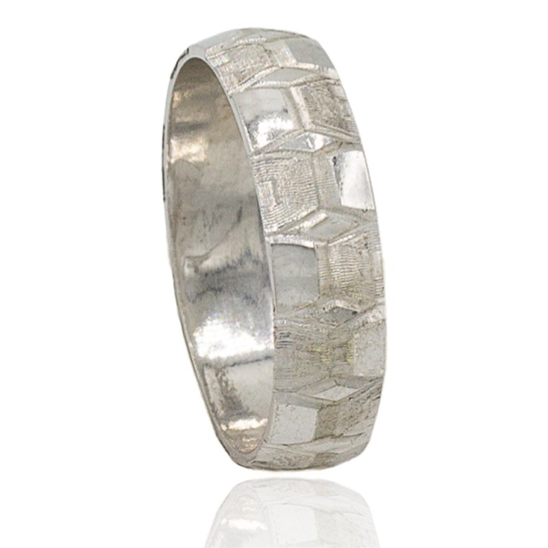 Alianza rombos oro blanco 18 quilates