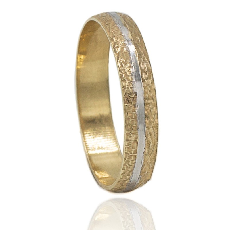 Alianza franjas bicolor oro 18 quilates