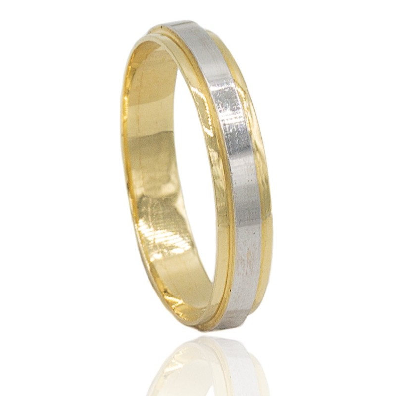 Alianza banda bicolor oro 18 quilates