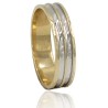 Alianza franjas bicolor oro 18 quilates
