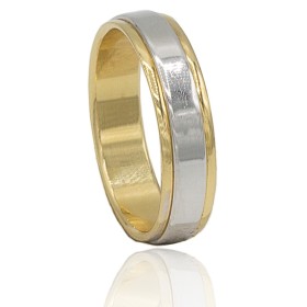 Alianza banda bicolor oro 18 quilates