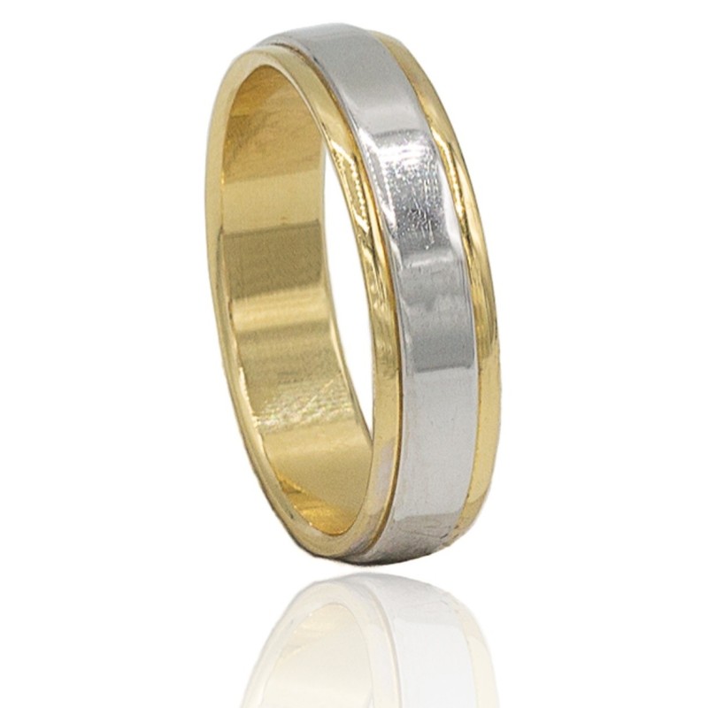 Alianza banda bicolor oro 18 quilates