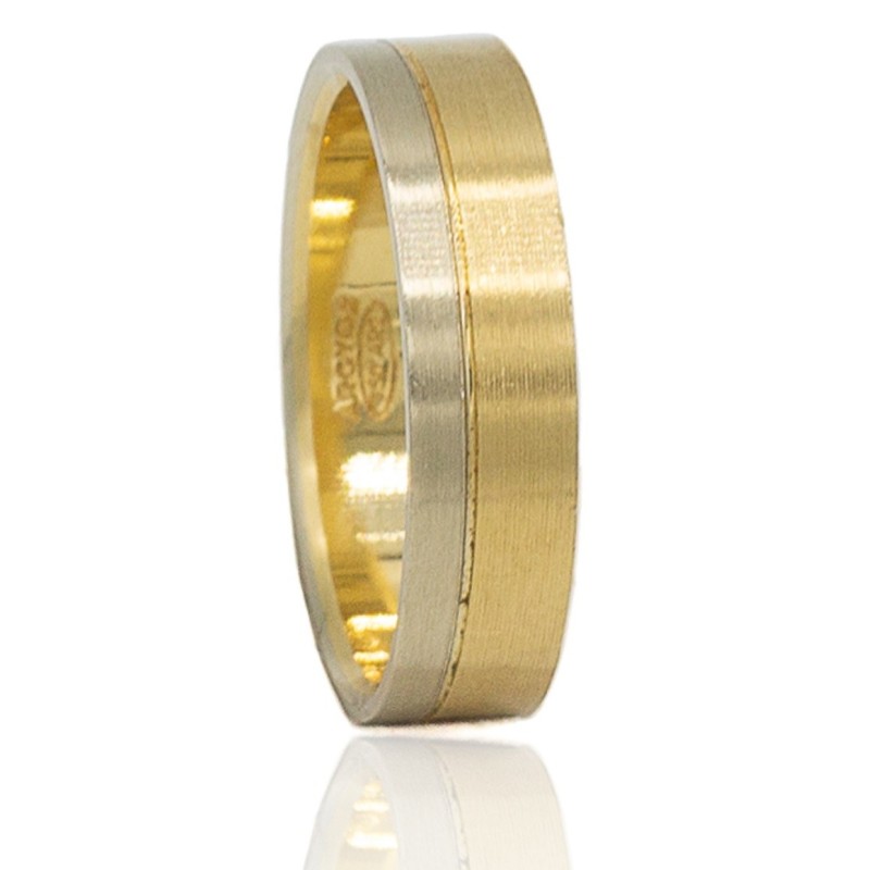Alianza 2 bandas bicolor oro 18 quilates