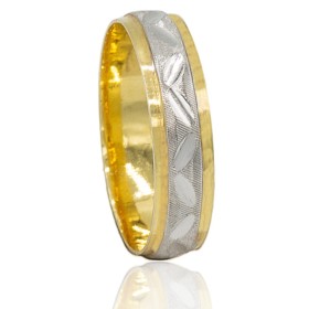 Alianza tallada bicolor oro...