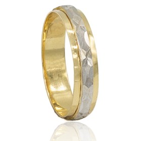 Alianza tallada bicolor oro 18 quilates