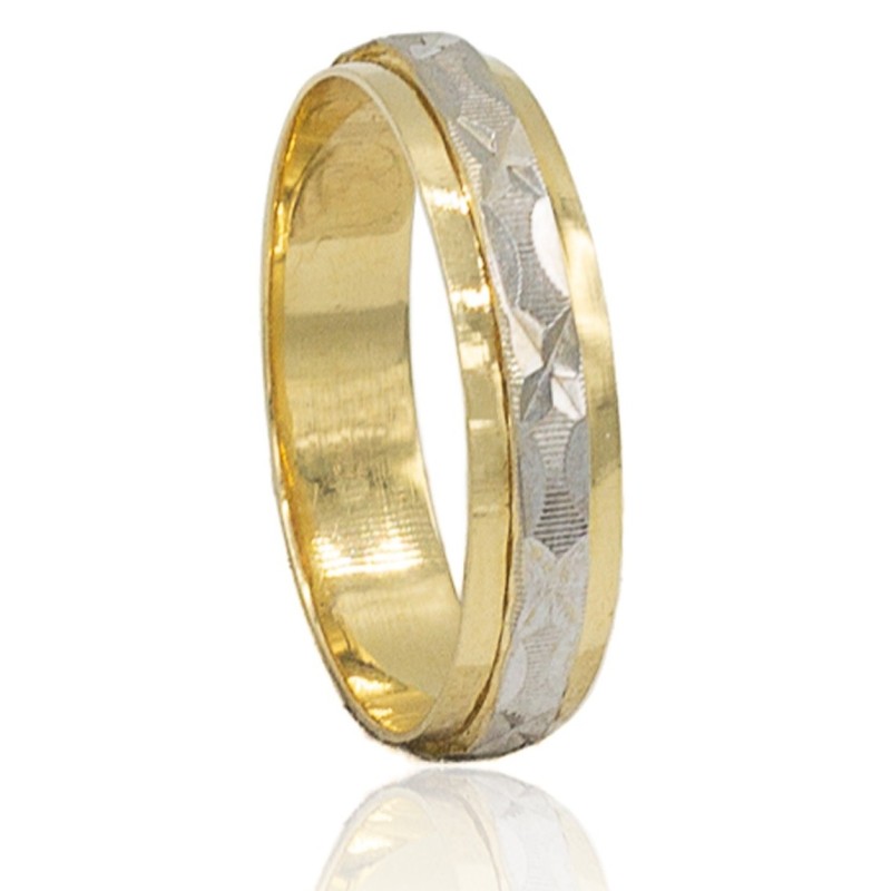 Alianza tallada bicolor oro 18 quilates