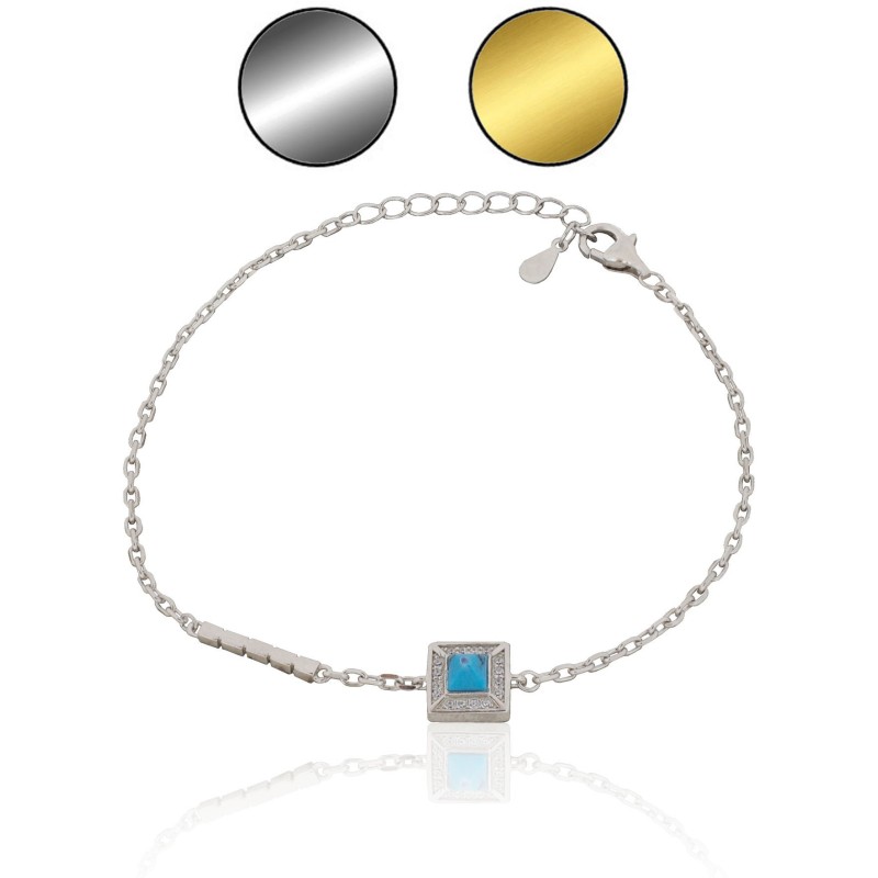 Pulsera pirámide turquesa plata de ley