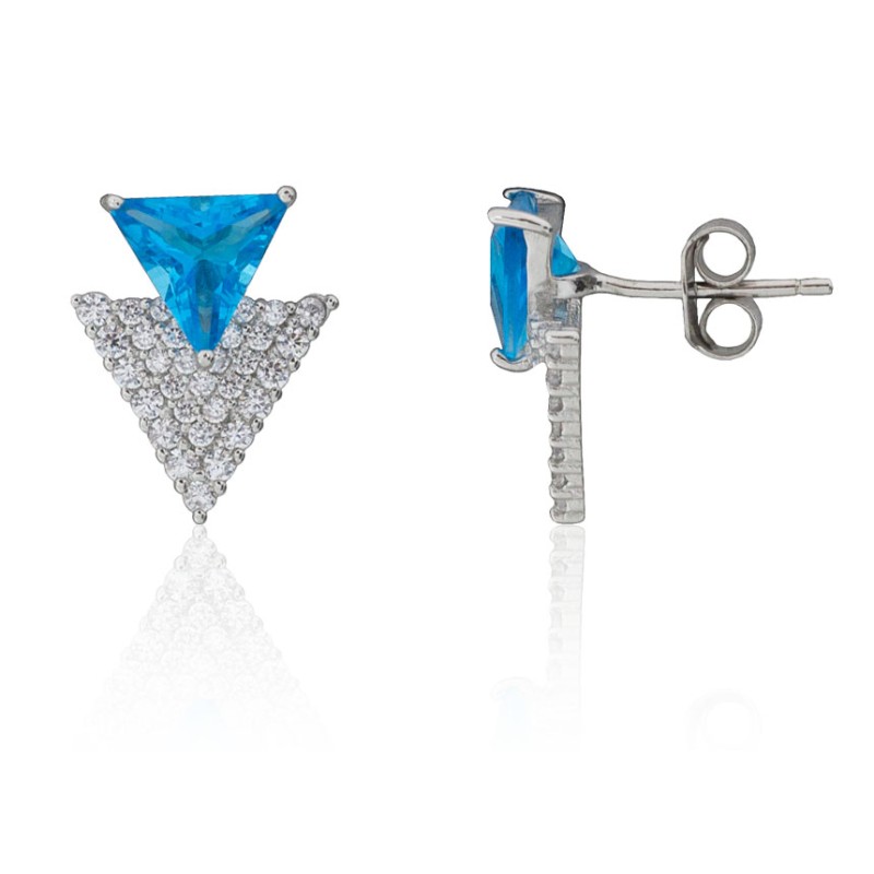 Pendientes doble triangulo plata de ley