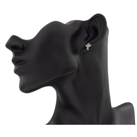 Pendientes cruz de la Victoria con piedras plata de ley