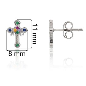 Pendientes cruz de la Victoria con piedras plata de ley