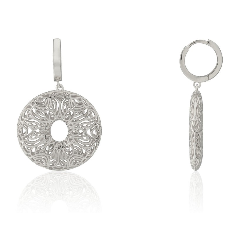 Pendientes de aro con rosquilla calada plata de ley