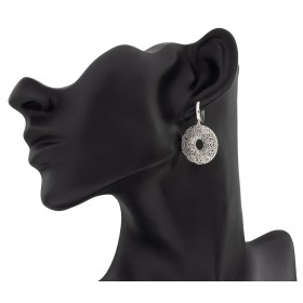 Pendientes de aro con rosquilla calada plata de ley