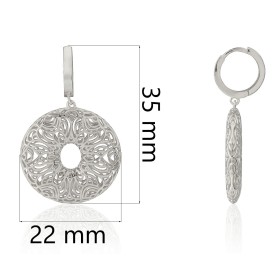 Pendientes de aro con rosquilla calada plata de ley