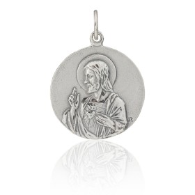 Escapulario Virgen del Carmen y Corazón de Jesús plata
