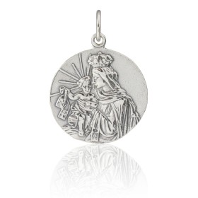 Escapulario Virgen del Carmen y Corazón de Jesús plata