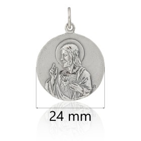 Escapulario Virgen del Carmen y Corazón de Jesús plata