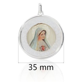 Medalla Virgen de Fátima esmaltada plata de ley