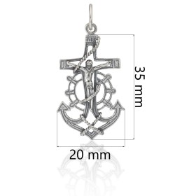 Cruz marinera con cristo plata de ley