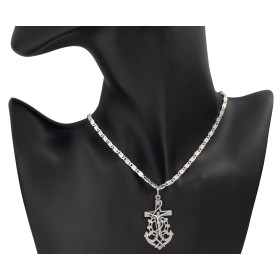 Cruz marinera con cristo plata de ley