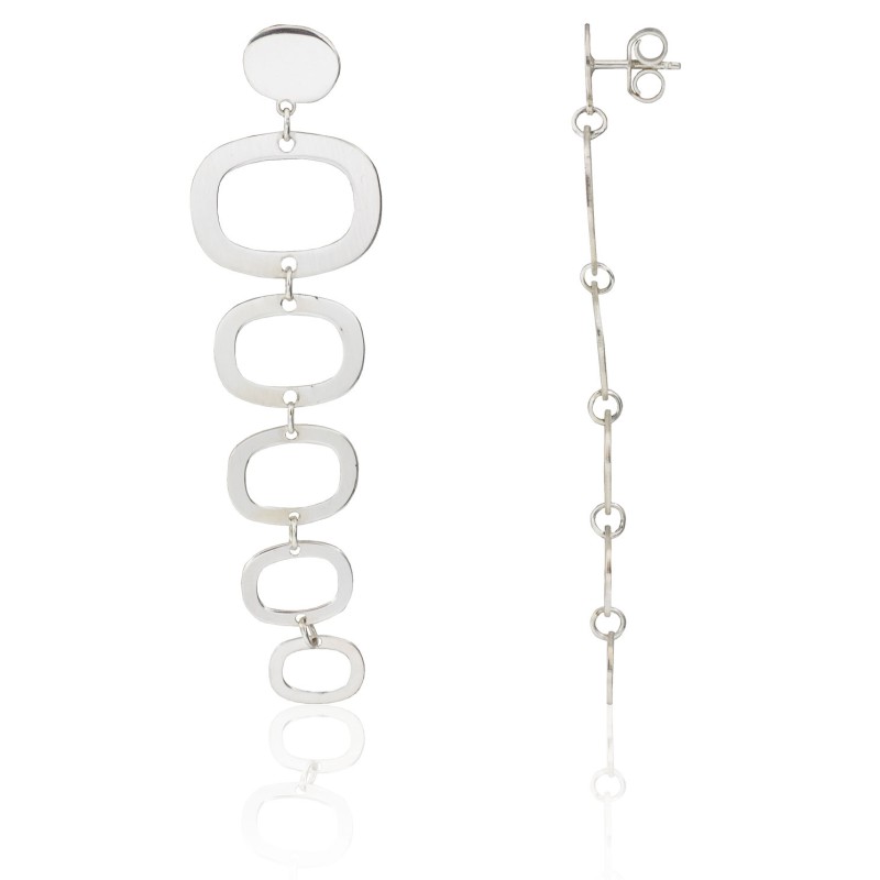 Pendientes largos eslabones plata de ley