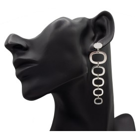 Pendientes largos eslabones plata de ley