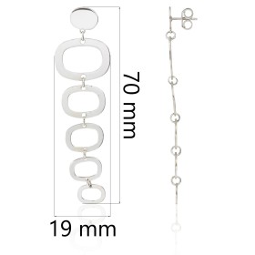 Pendientes largos eslabones plata de ley
