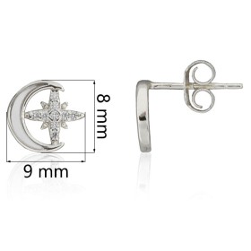 Pendientes luna y estrella plata de ley