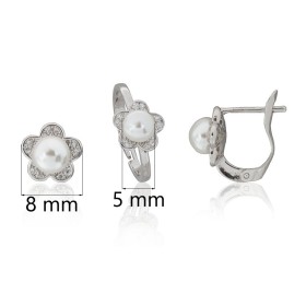 Conjunto pendientes y anillo con perlas plata de ley