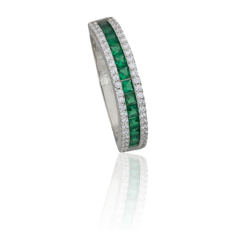 Anillo 3 hileras plata de ley