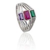 Anillo piedras boceladas plata de ley