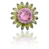Anillo flor piedras plata de ley