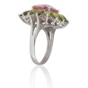 Anillo flor piedras plata de ley