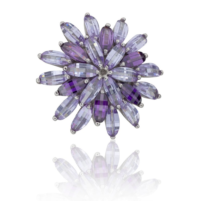 Anillo pétalos de flor plata de ley