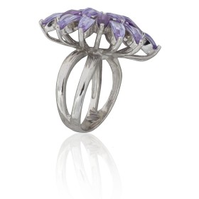 Anillo pétalos de flor plata de ley